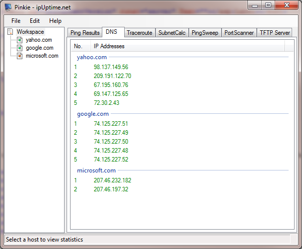 Click on any IP address to copy it to the clipboard