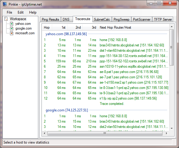 Click on any hop to copy its hostname or IP address to the clipboard