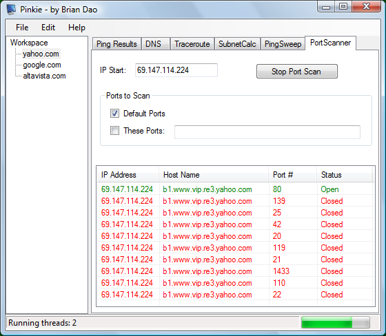 screenshot - port scanner