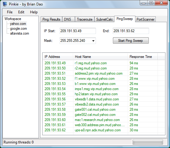 screenshot - pingsweep